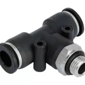 Тройник пластиковый цанговый T-образный с резьбой PRTOM-M5-6 Pemaks